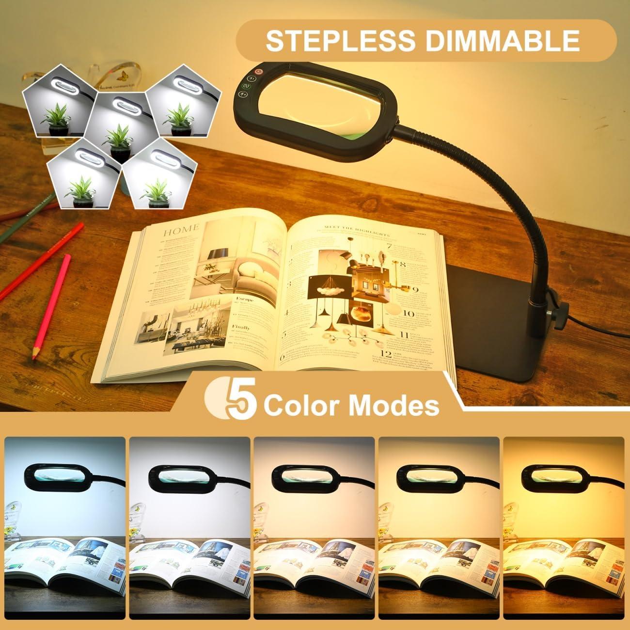 Lupa de Aumento 10X Veemagni con Luz LED y Soporte Flexible