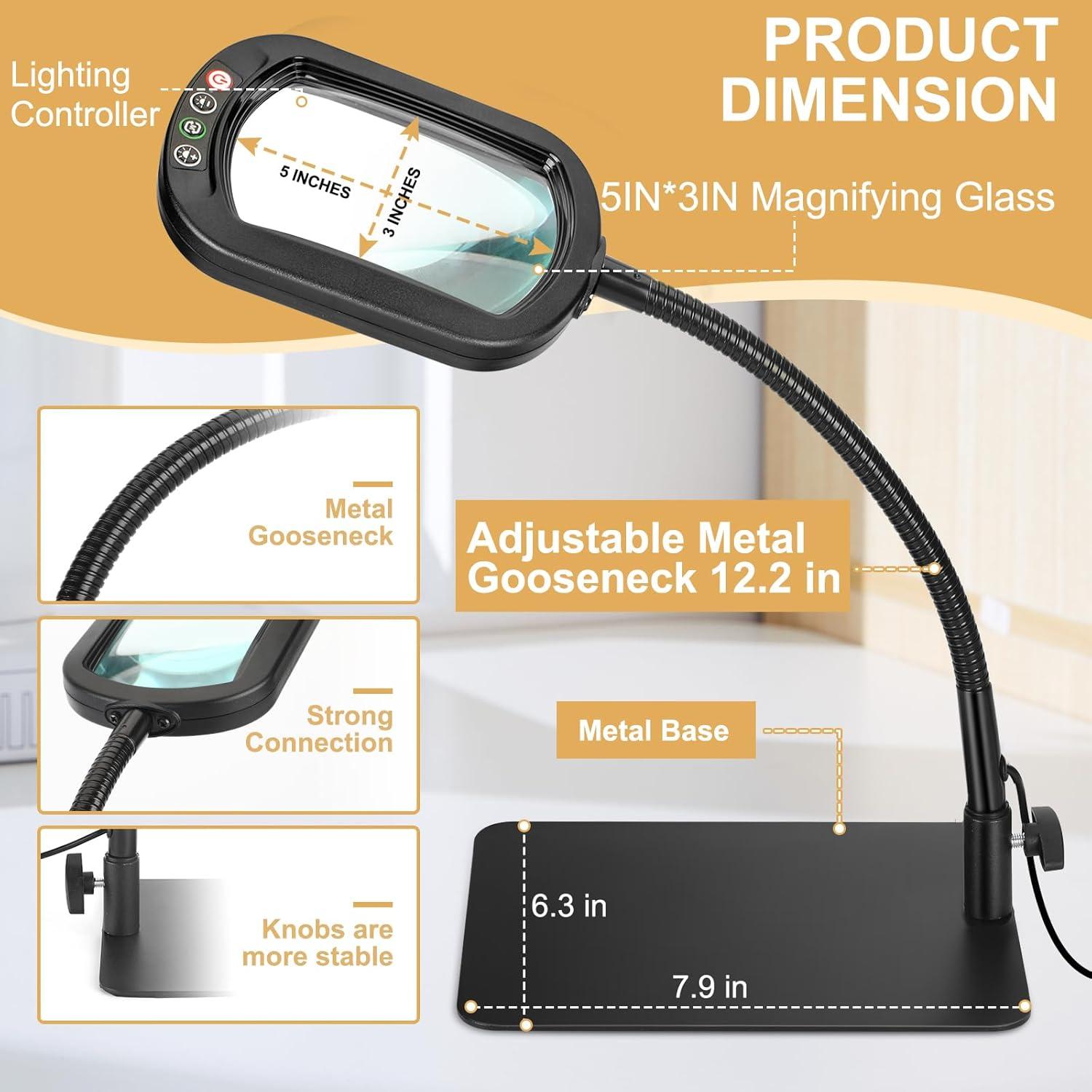 Lupa de Aumento 10X Veemagni con Luz LED y Soporte Flexible