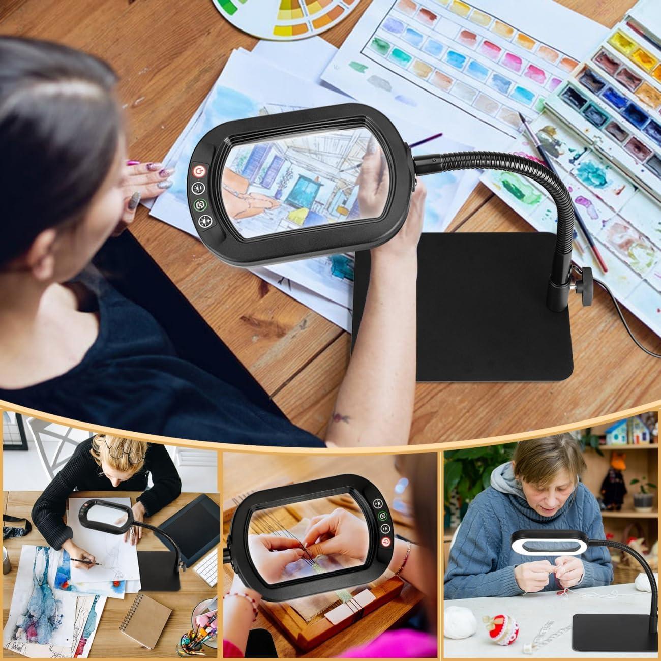 Lupa de Aumento 10X Veemagni con Luz LED y Soporte Flexible