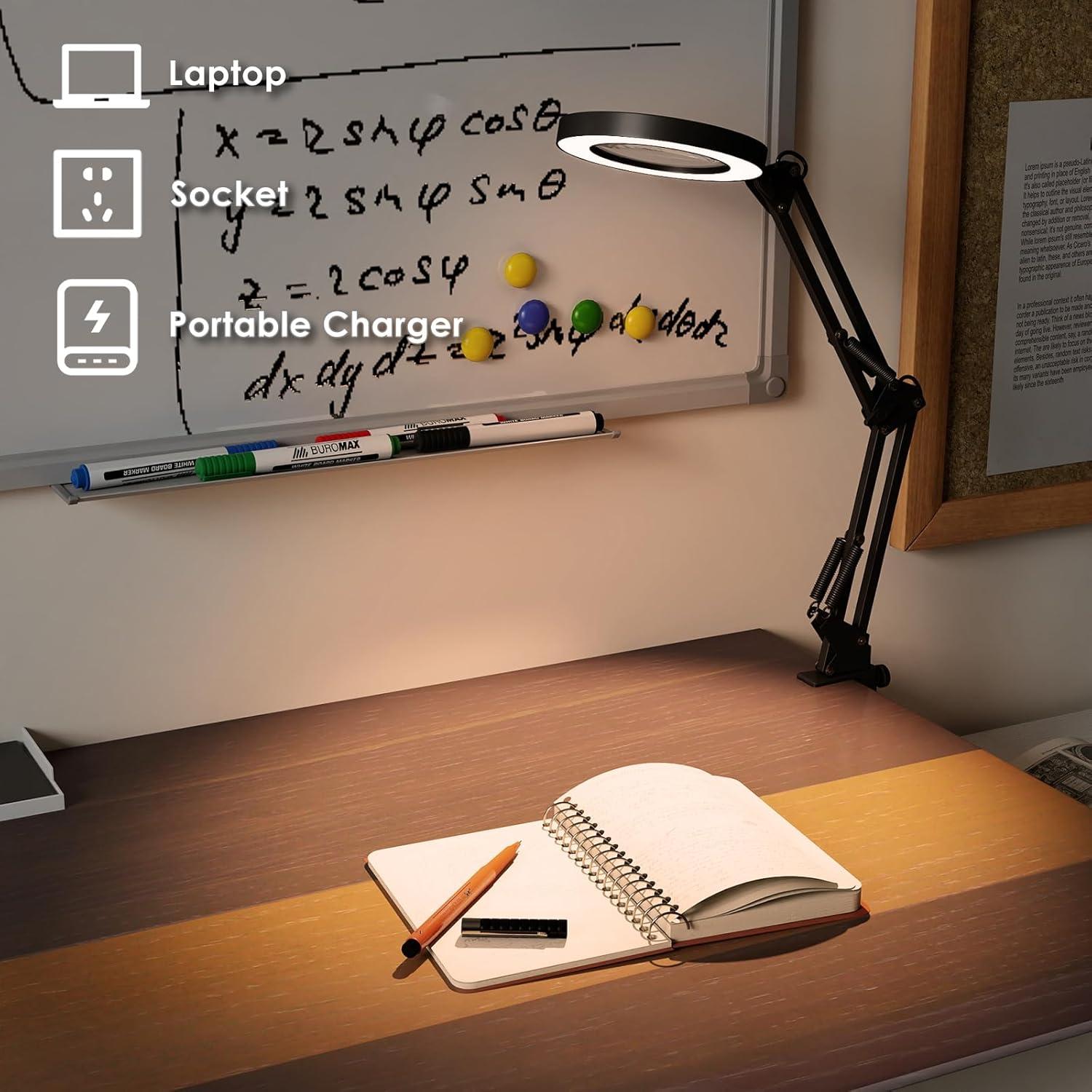 Lámpara de Escritorio con Lente de Aumento 10x LED Regulable