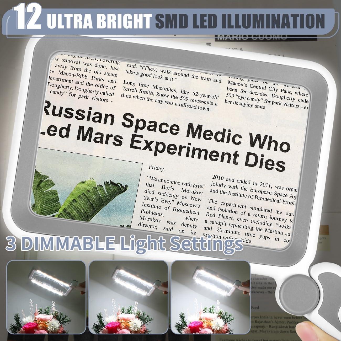 Lupa de Mano AKKYCVS 5X con Luz LED Plegable para Lectura