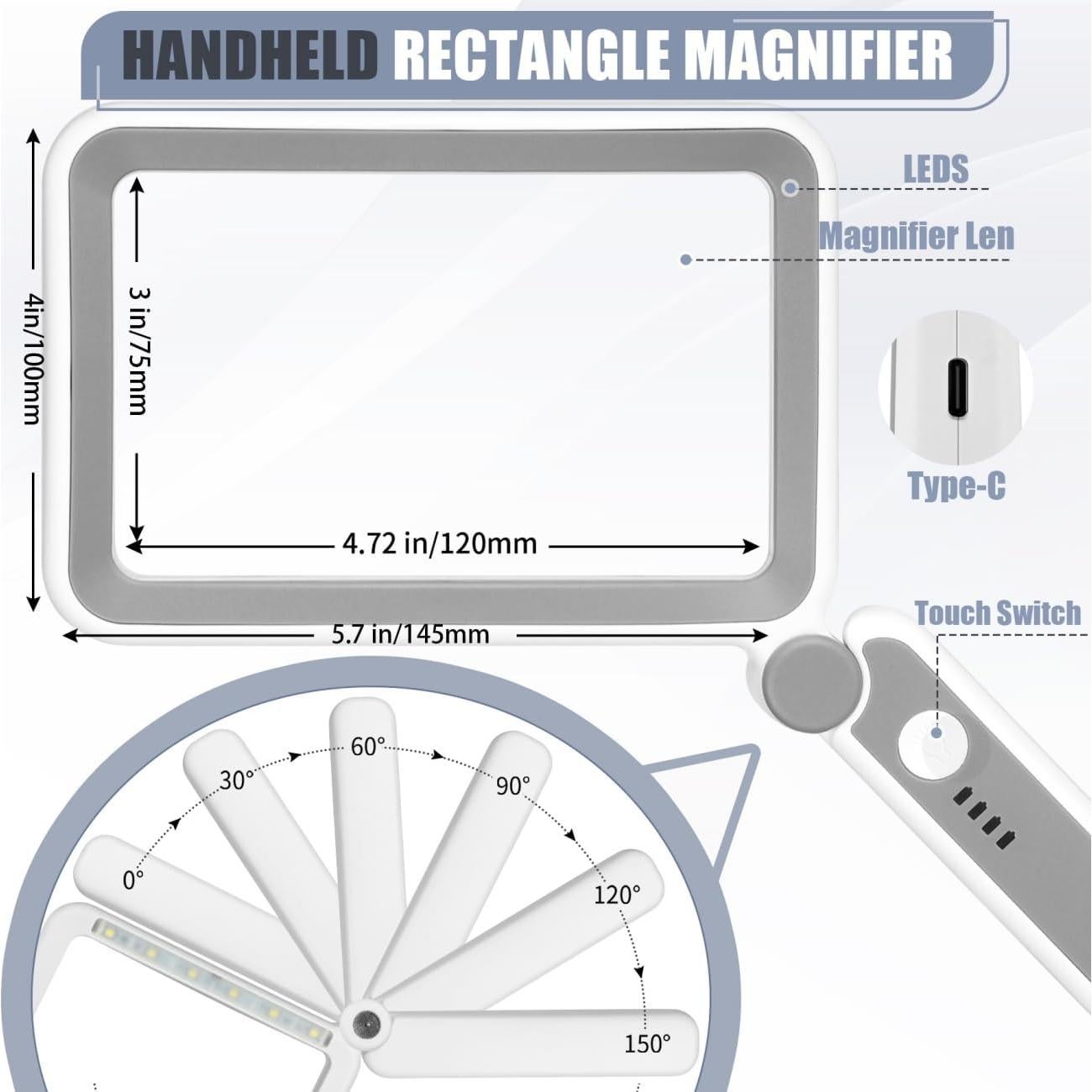 Lupa de Mano AKKYCVS 5X con Luz LED Plegable para Lectura