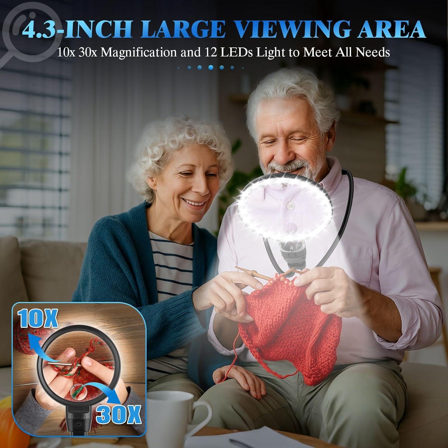 Lupa de Manos Libres HQGZQL 30X con Luz LED Ajustable