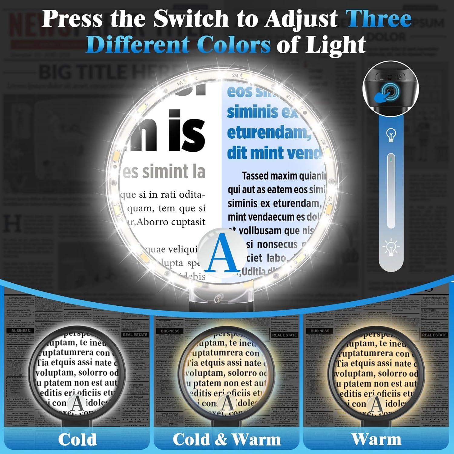 Lupa de Manos Libres HQGZQL 30X con Luz LED Ajustable