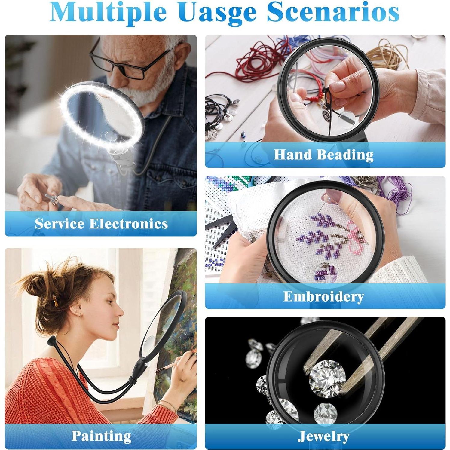 Lupa de Manos Libres HQGZQL 30X con Luz LED Ajustable