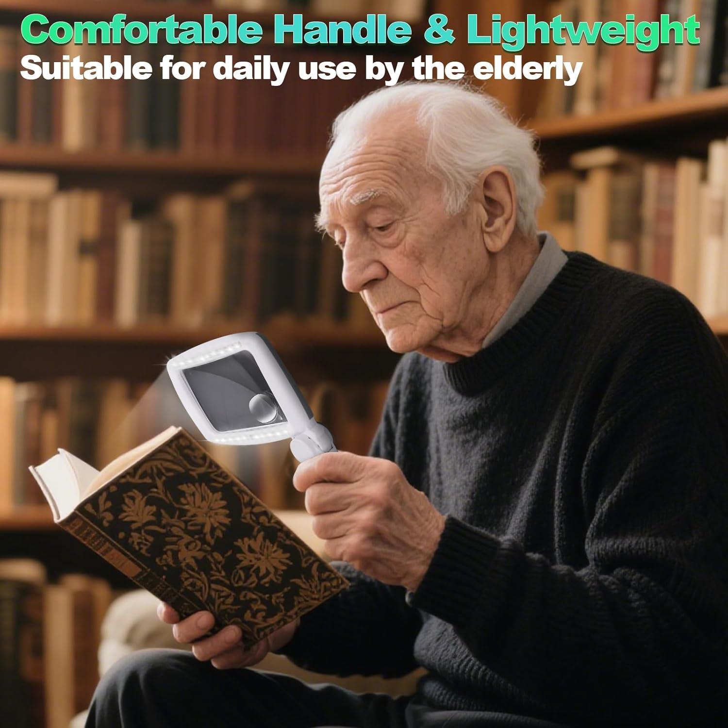 Lupa de Mano HQGZQL 5X 10X 45X con Luz LED Recargable