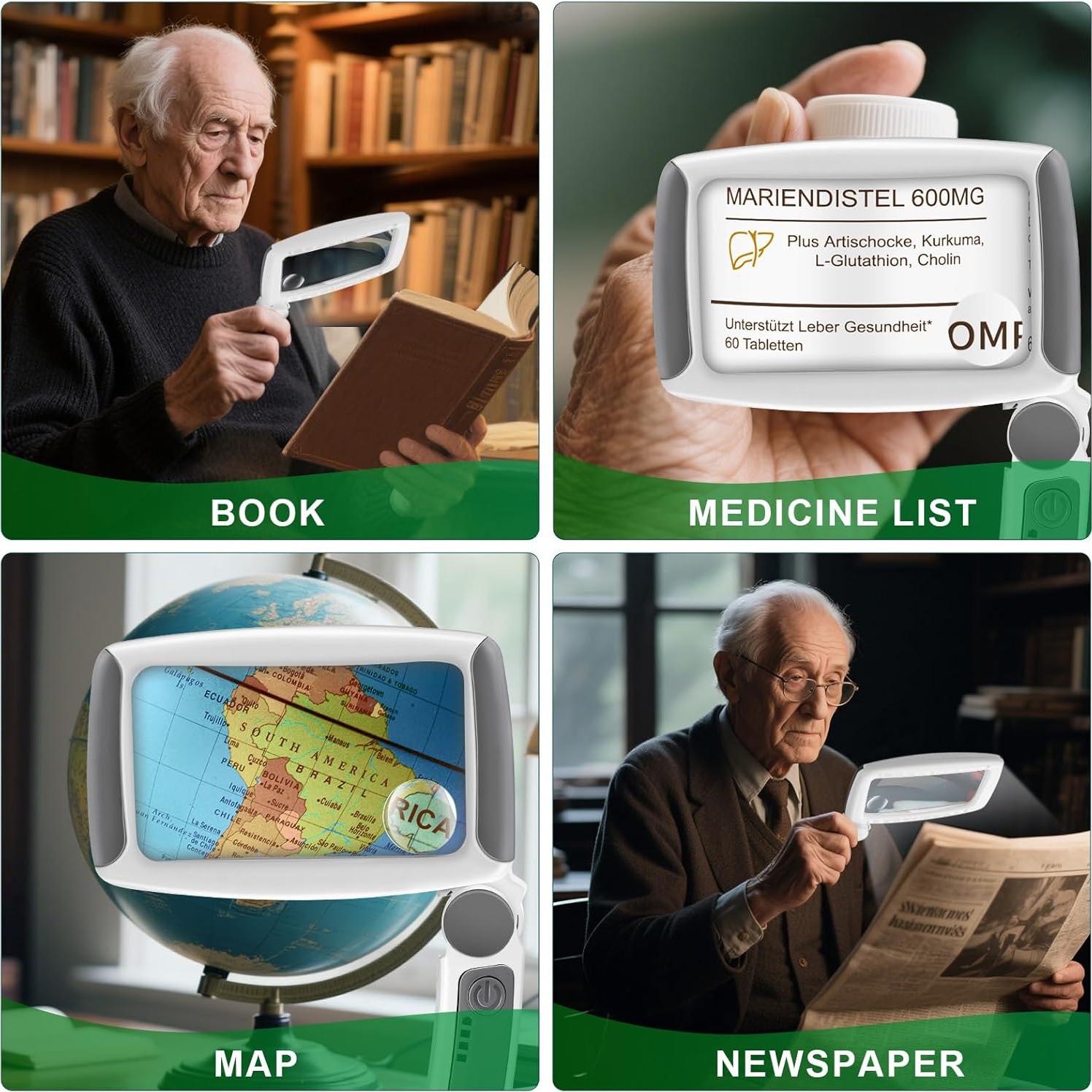 Lupa de Mano HQGZQL 5X 10X 45X con Luz LED Recargable