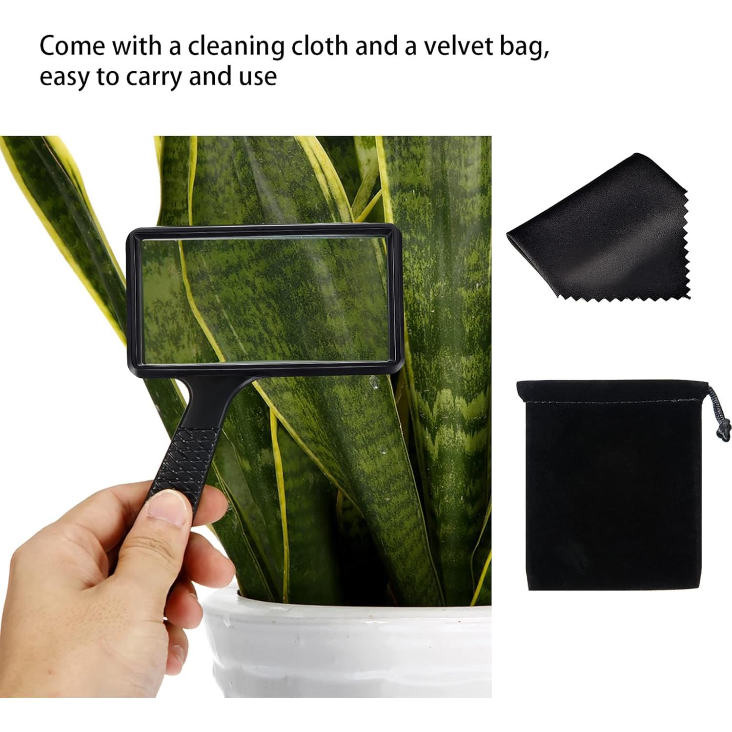 Lupa de Mano Blulu 5X con Lente de Vidrio 17x11 cm