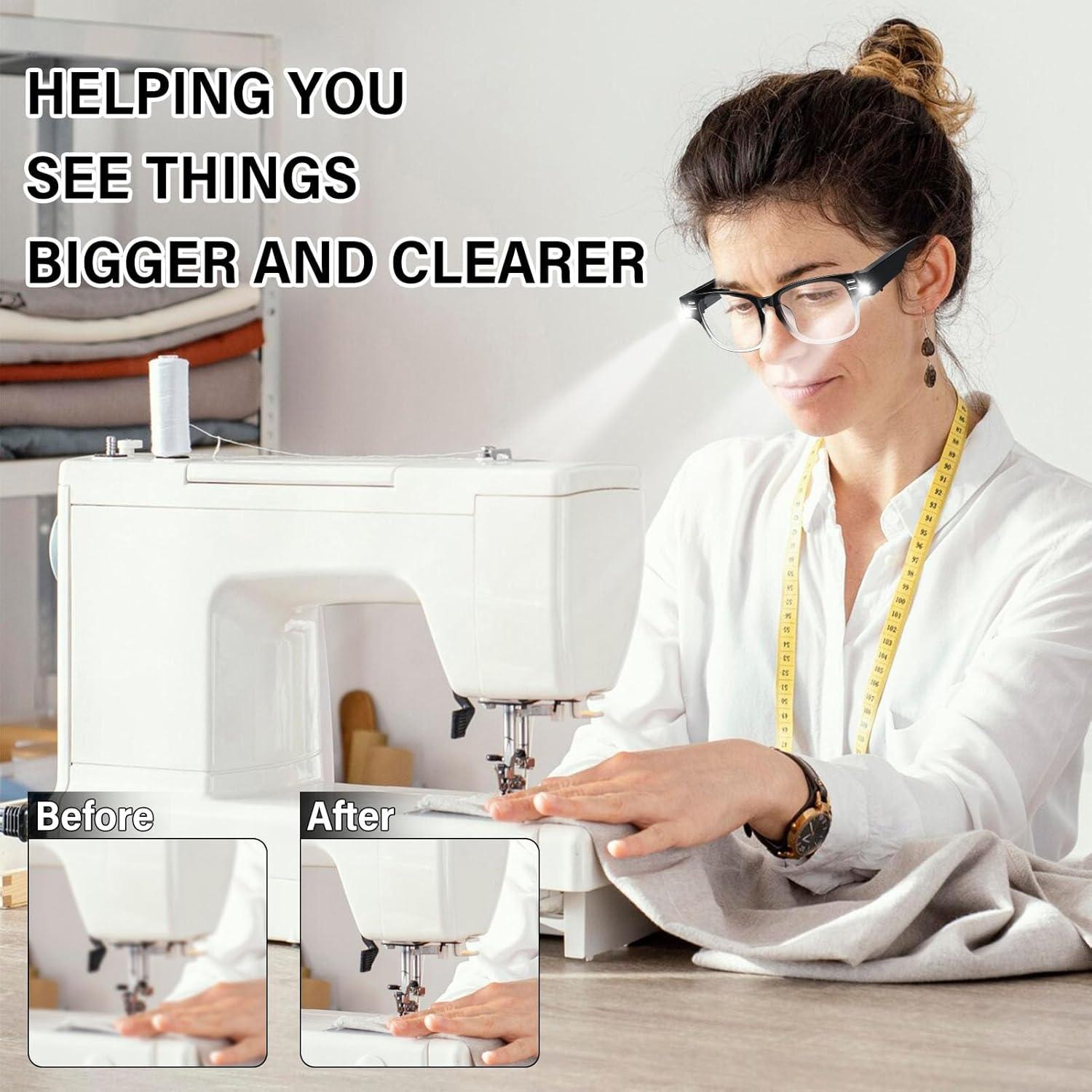 Gafas de lectura DUANMEI con luz LED +200 unisex