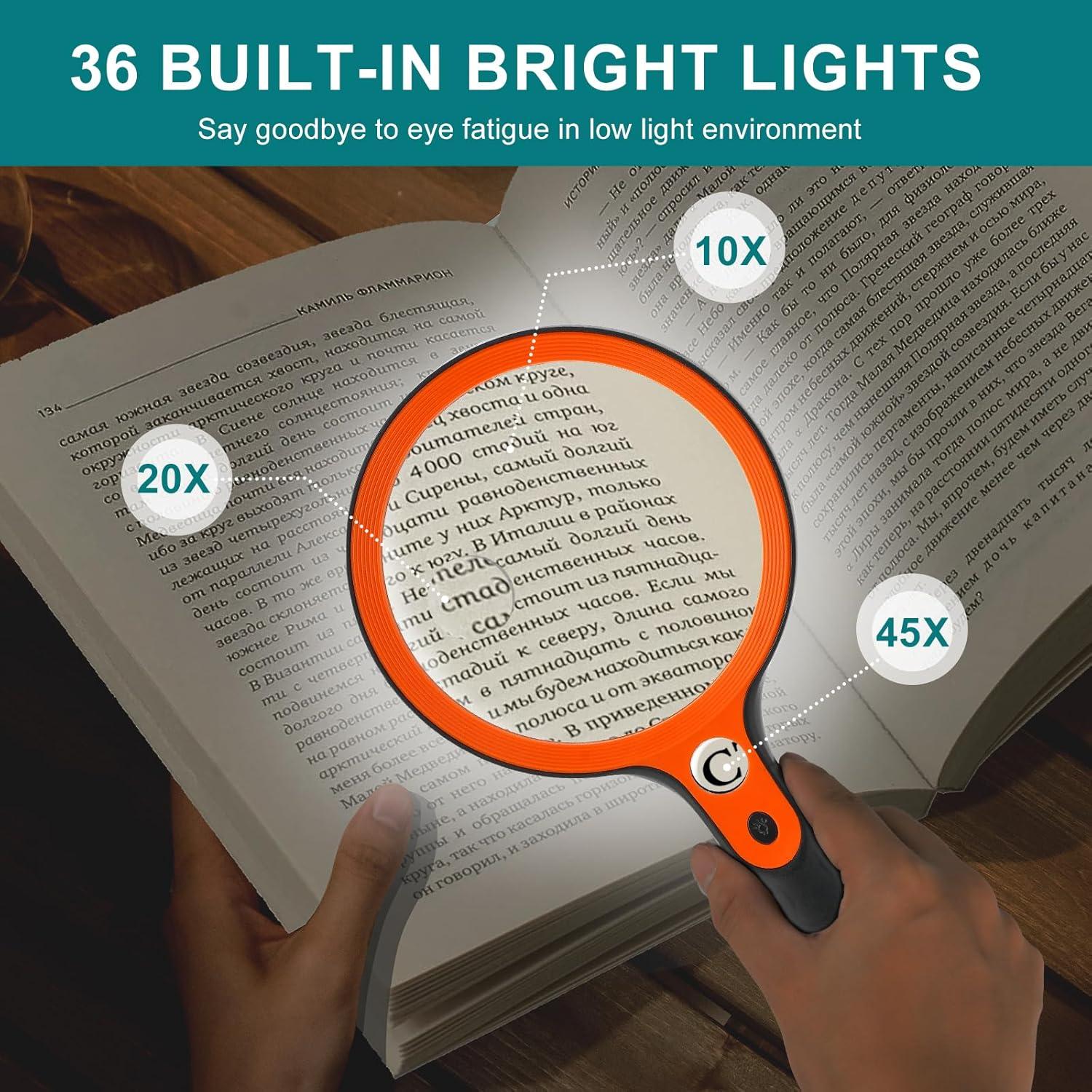 Lupa Iluminada GABORISH 10X 20X 45X con 36 Luces LED