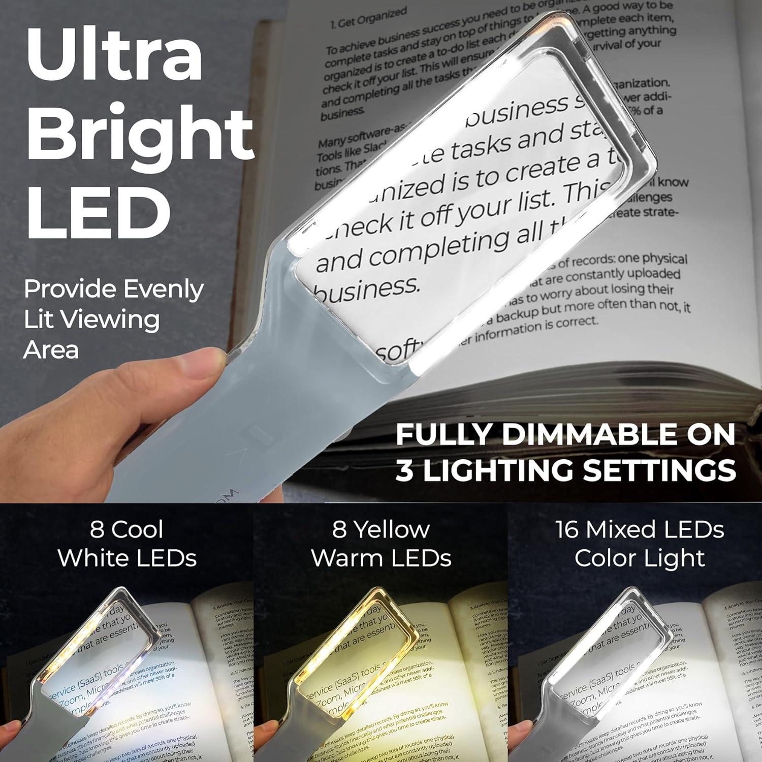 Lupa LED Magnipros 6X Antirreflejo con 3 Modos de Luz