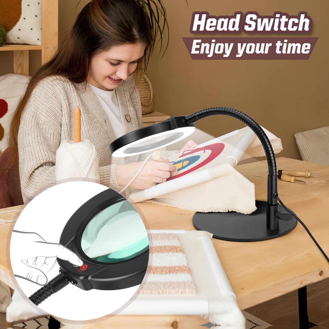 Lupa de Escritorio Krstlv 10X con Luz LED Dimmable Negra