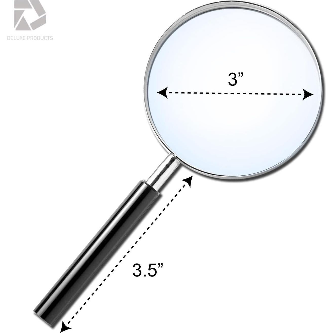 Lupa de Mano Deluxe Products 3x Aumento 7.62 cm Negra