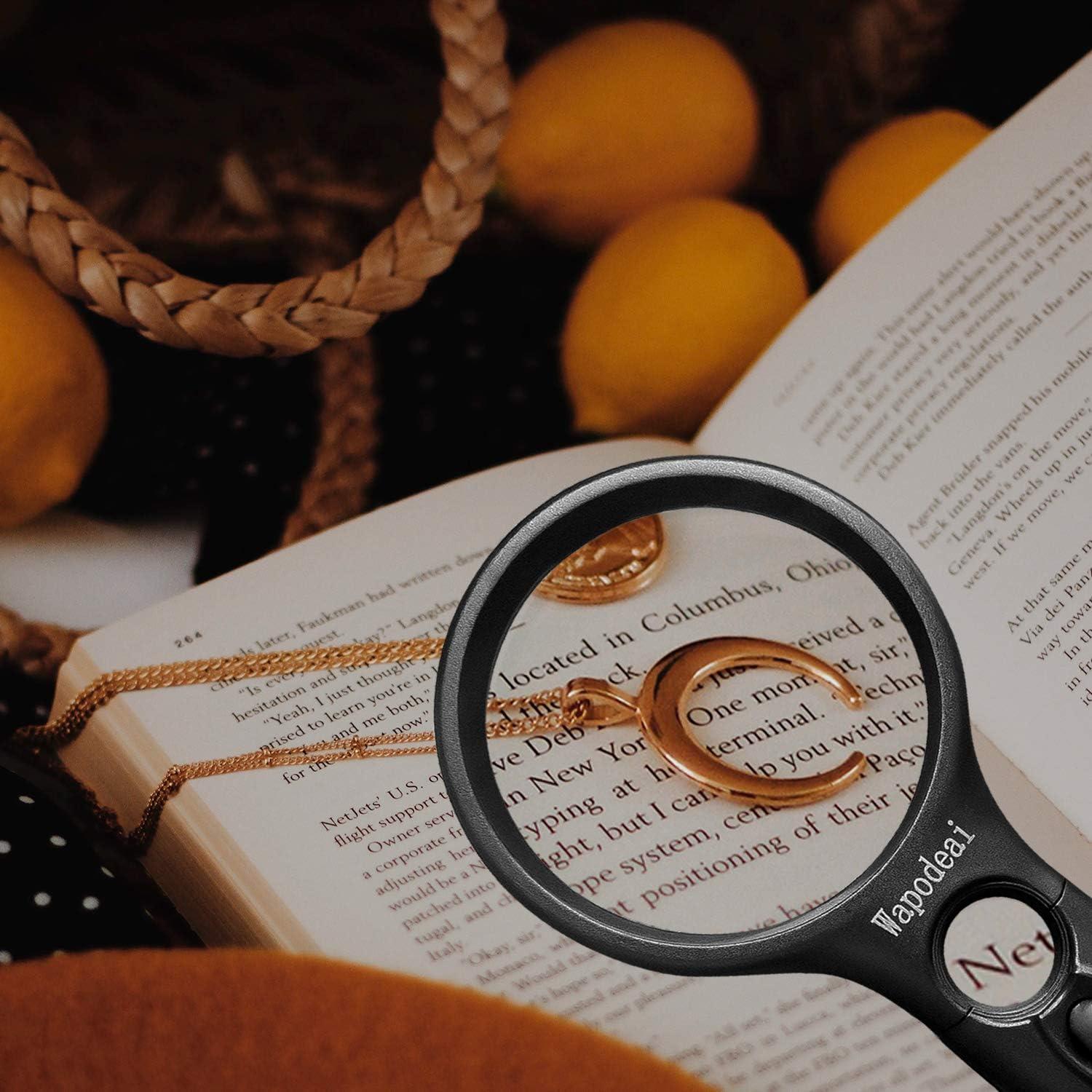 Lupa de Mano Wapodeai 3X 45X con Luz LED - Color Negro