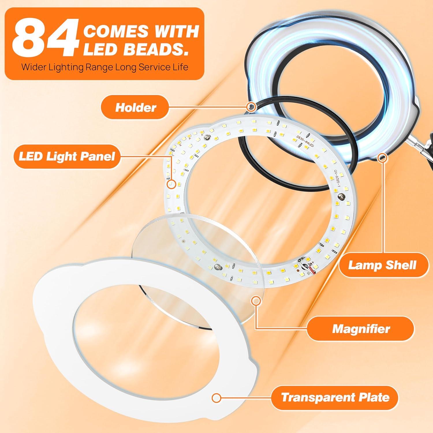 Lupa de Aumento 10X GrusTEK con Luz LED y Soporte Ajustable