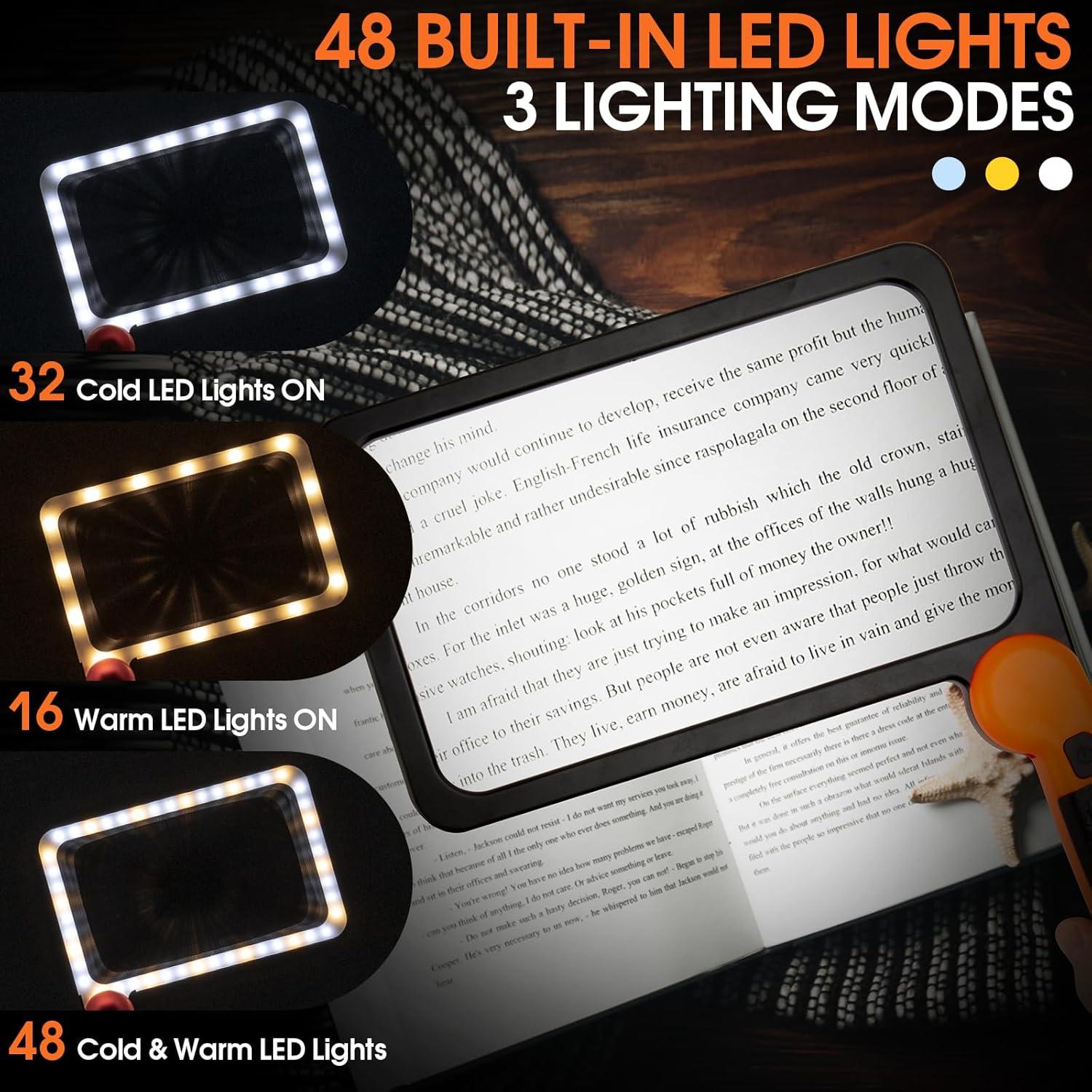 Lupa Iluminada Viimnss 5X con 48 LED y Diseño Plegable