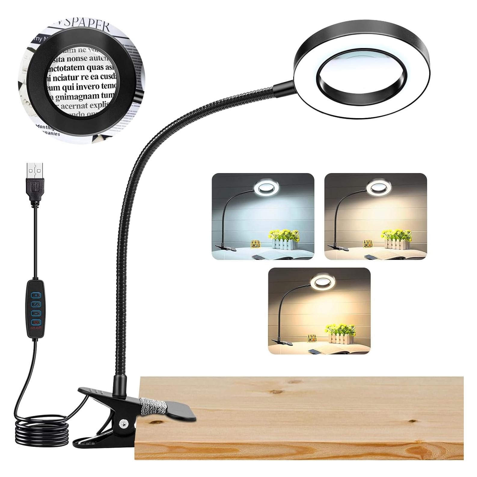 Lupa de Escritorio NZQXJXZ 10X con Luz LED Ajustable