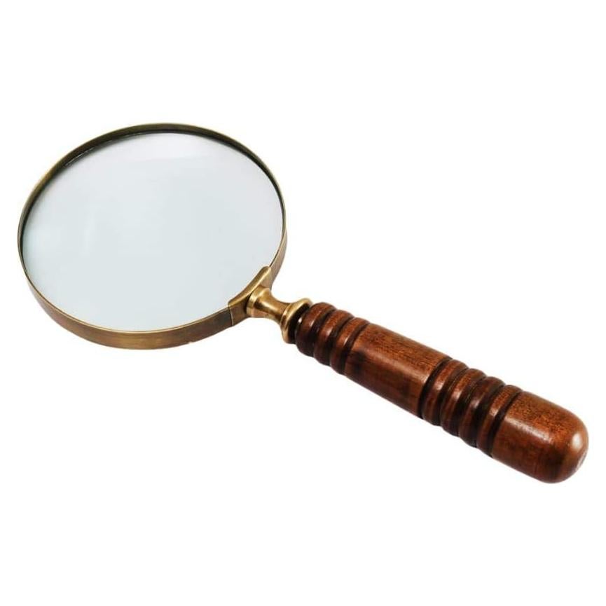 Lupa de Mano DECONOOR de Latón 10X con Mango de Madera