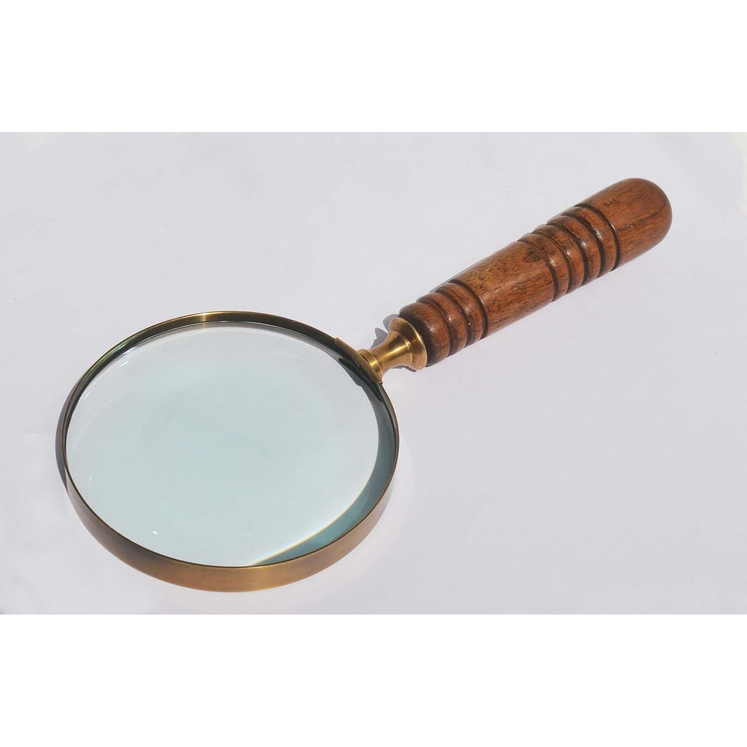 Lupa de Mano DECONOOR de Latón 10X con Mango de Madera
