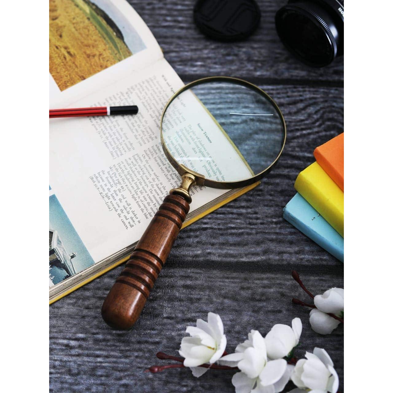 Lupa de Mano DECONOOR de Latón 10X con Mango de Madera