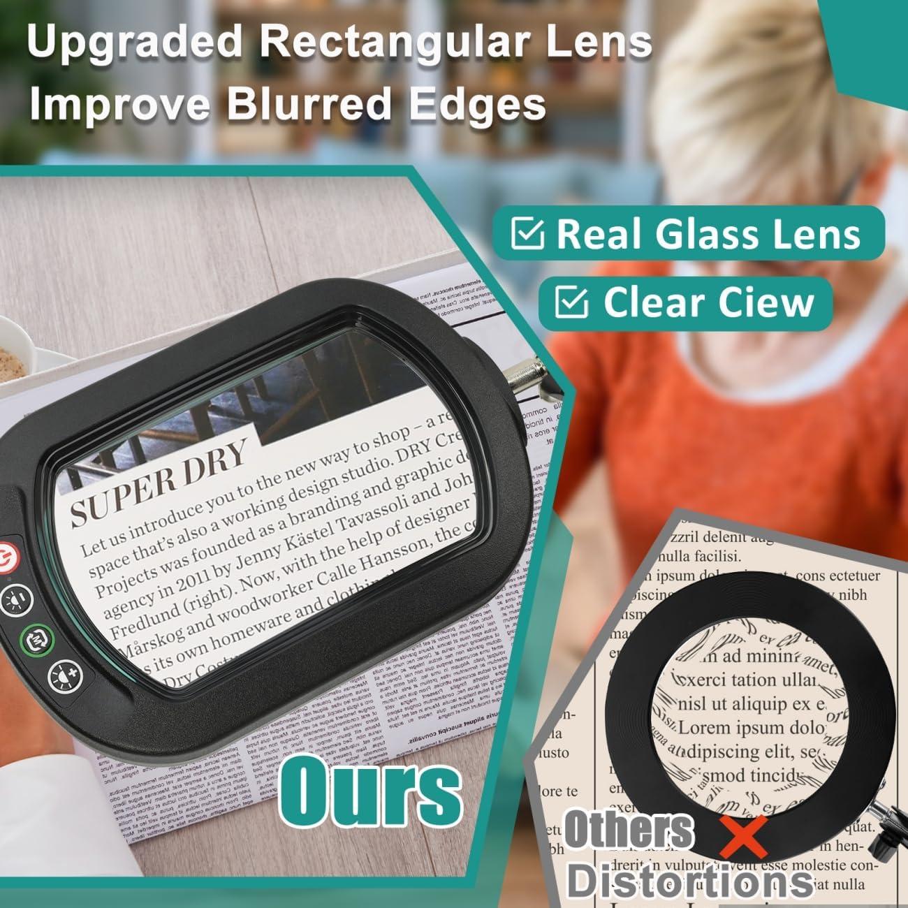 Lupa Rectangular 10X con Luz LED IVMAIE, Abrazadera y Brazo Móvil