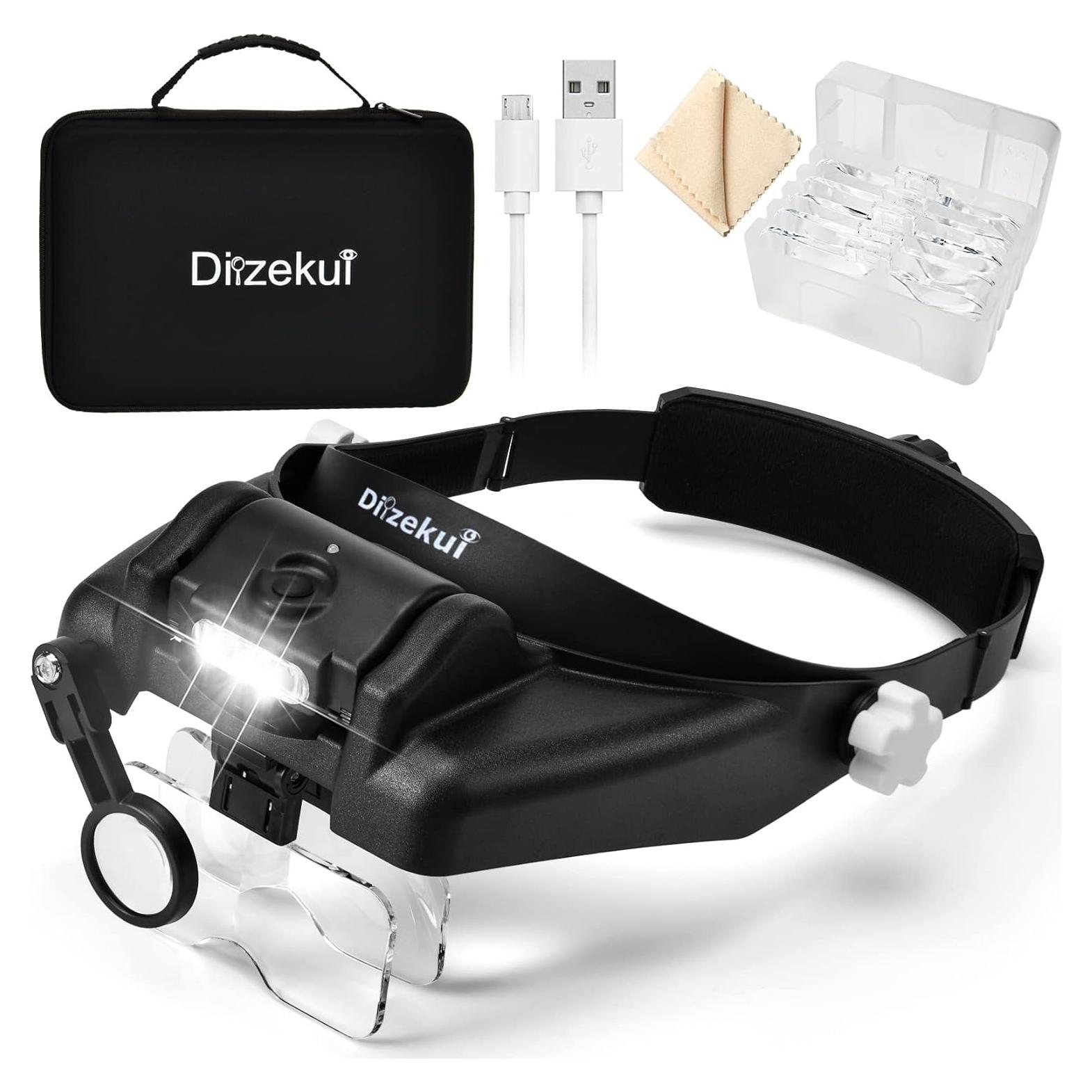 Lupa de Auriculares Dilzekui 14X con Luz LED Recargable