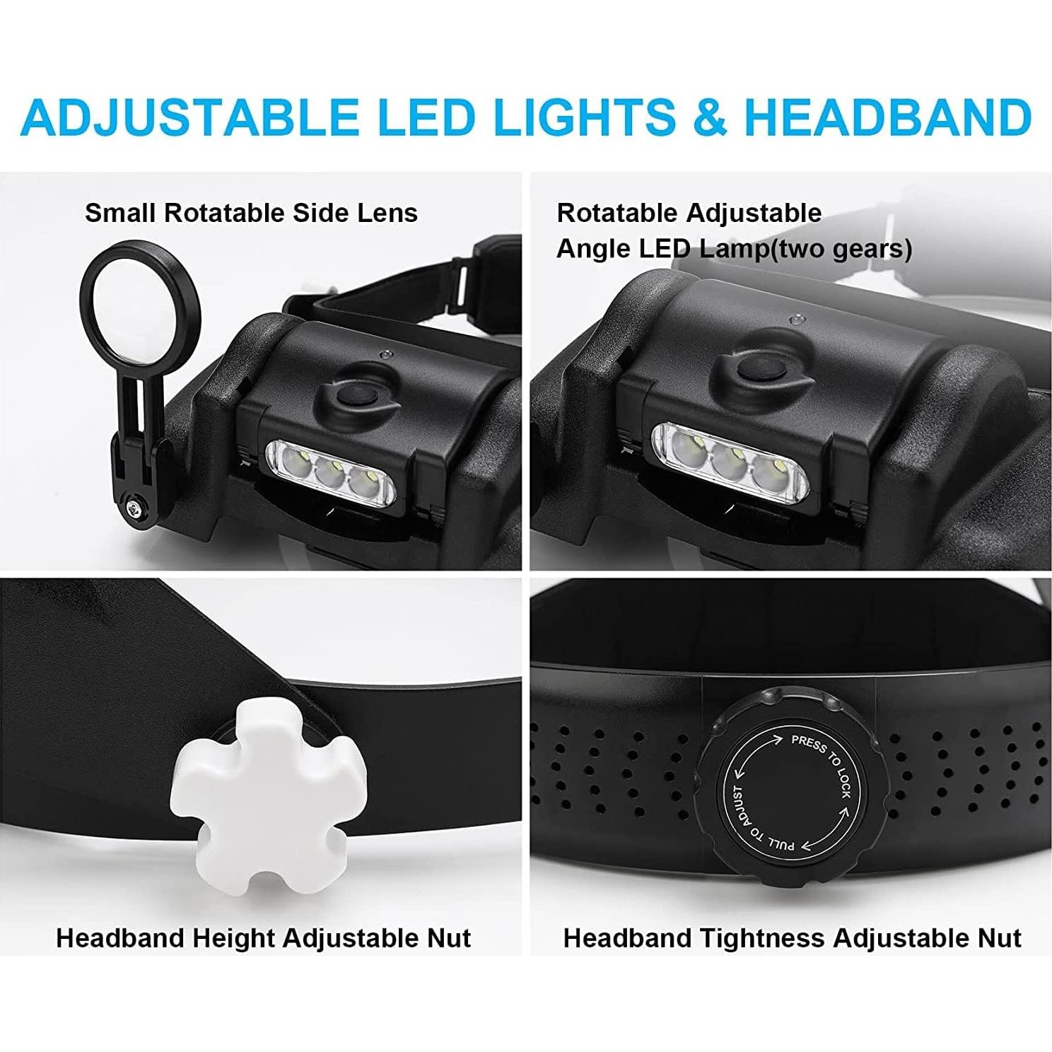 Lupa de Auriculares Dilzekui 14X con Luz LED Recargable