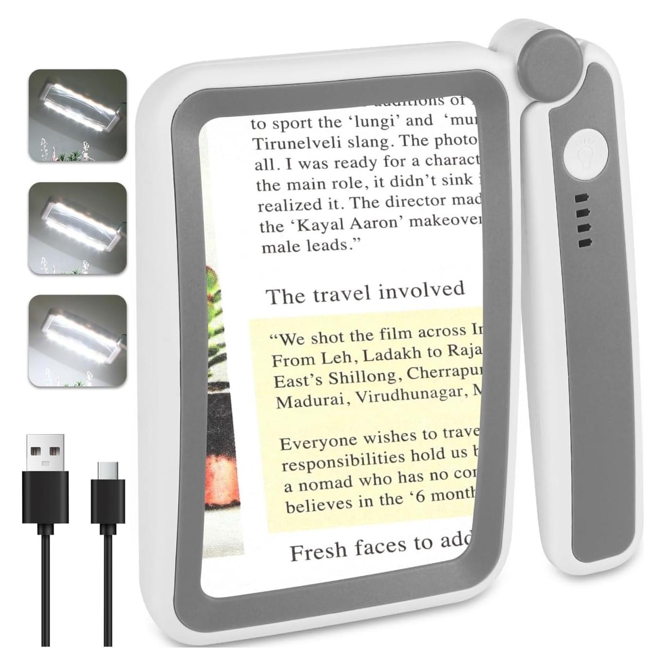 Lupa Recargable Tobegiga 5X con Luz LED para Lectura