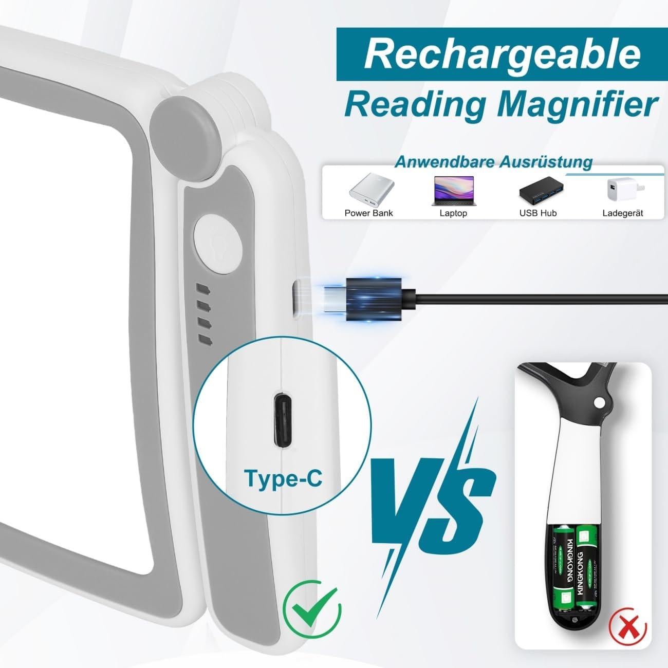 Lupa Recargable Tobegiga 5X con Luz LED para Lectura