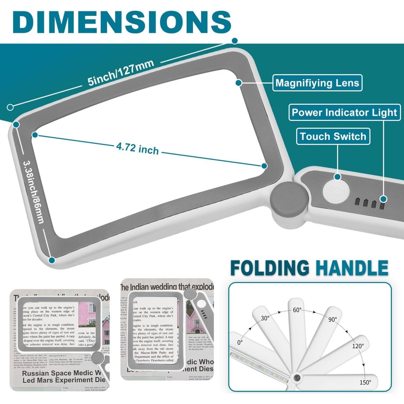Lupa Recargable Tobegiga 5X con Luz LED para Lectura