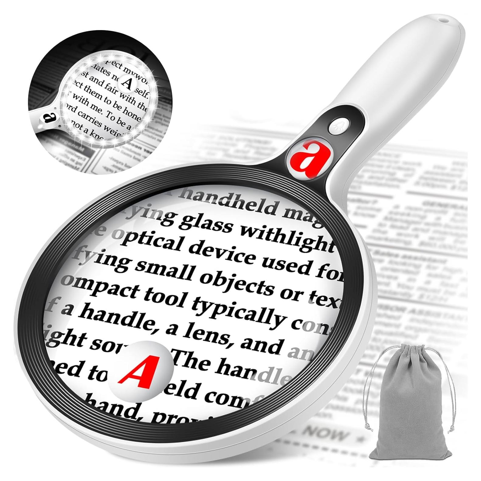 Lupa Grande Iluminada NZQXJXZ 10X 25X 45X 14 cm con 36 LED