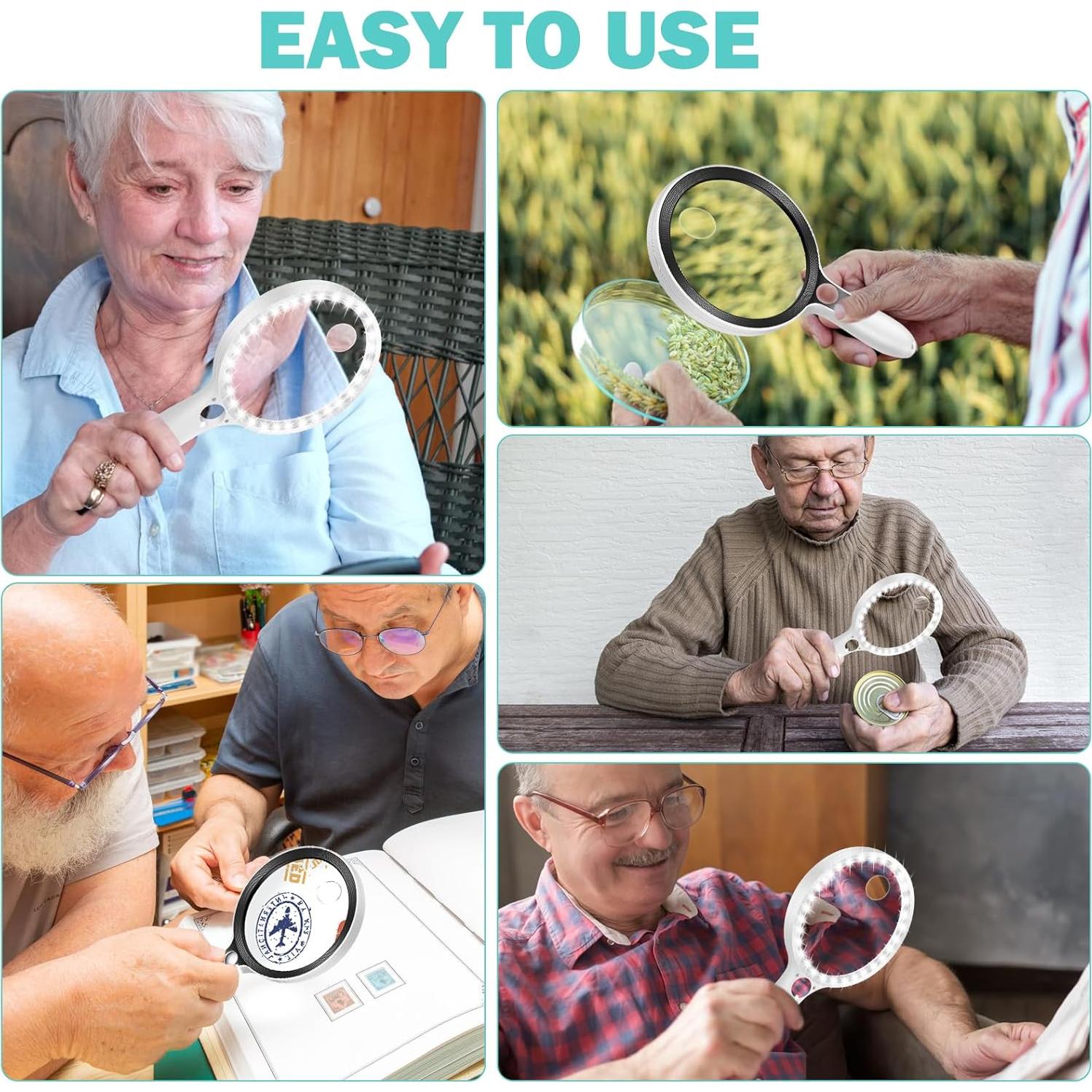 Lupa Grande Iluminada NZQXJXZ 10X 25X 45X 14 cm con 36 LED