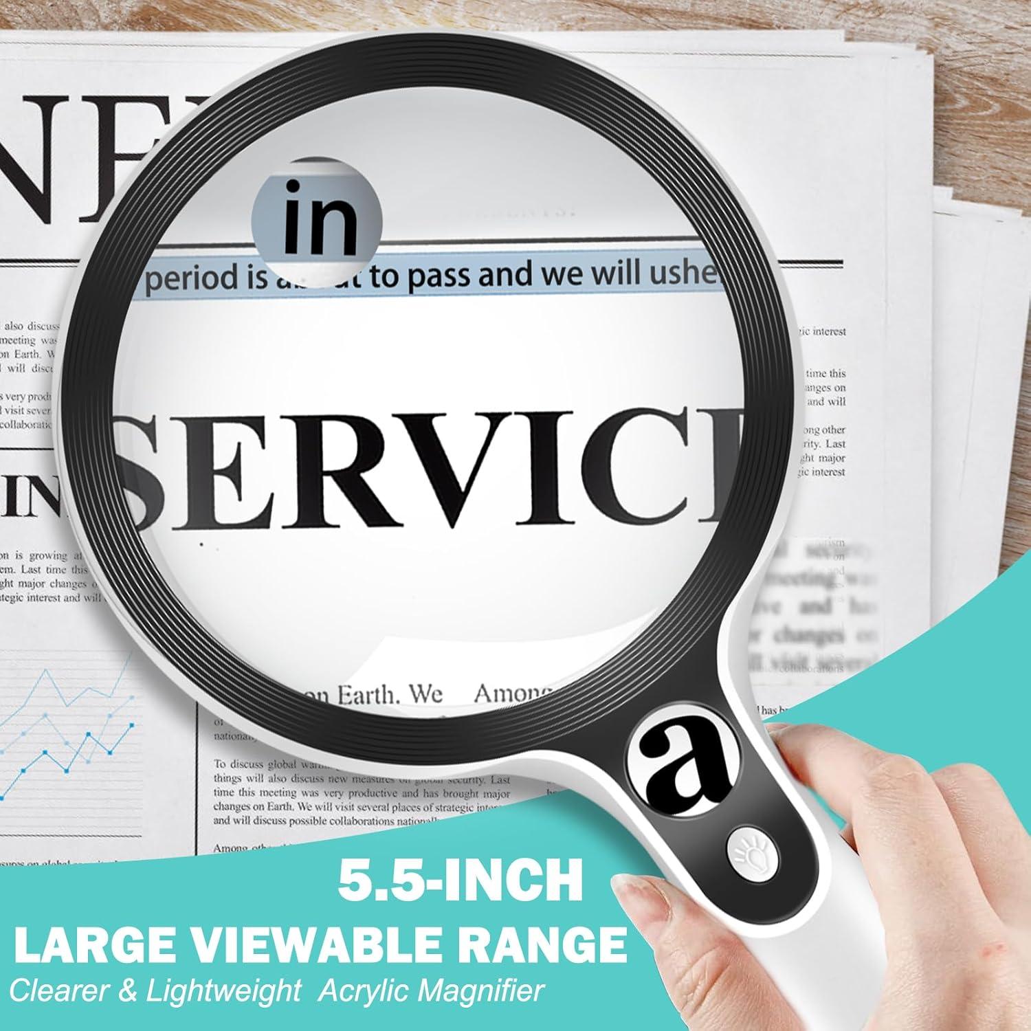 Lupa Grande Iluminada NZQXJXZ 10X 25X 45X 14 cm con 36 LED