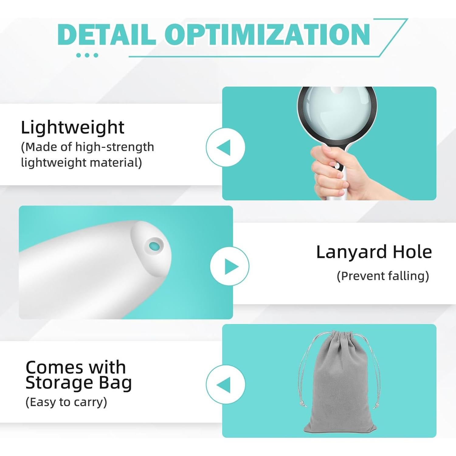 Lupa Grande Iluminada NZQXJXZ 10X 25X 45X 14 cm con 36 LED