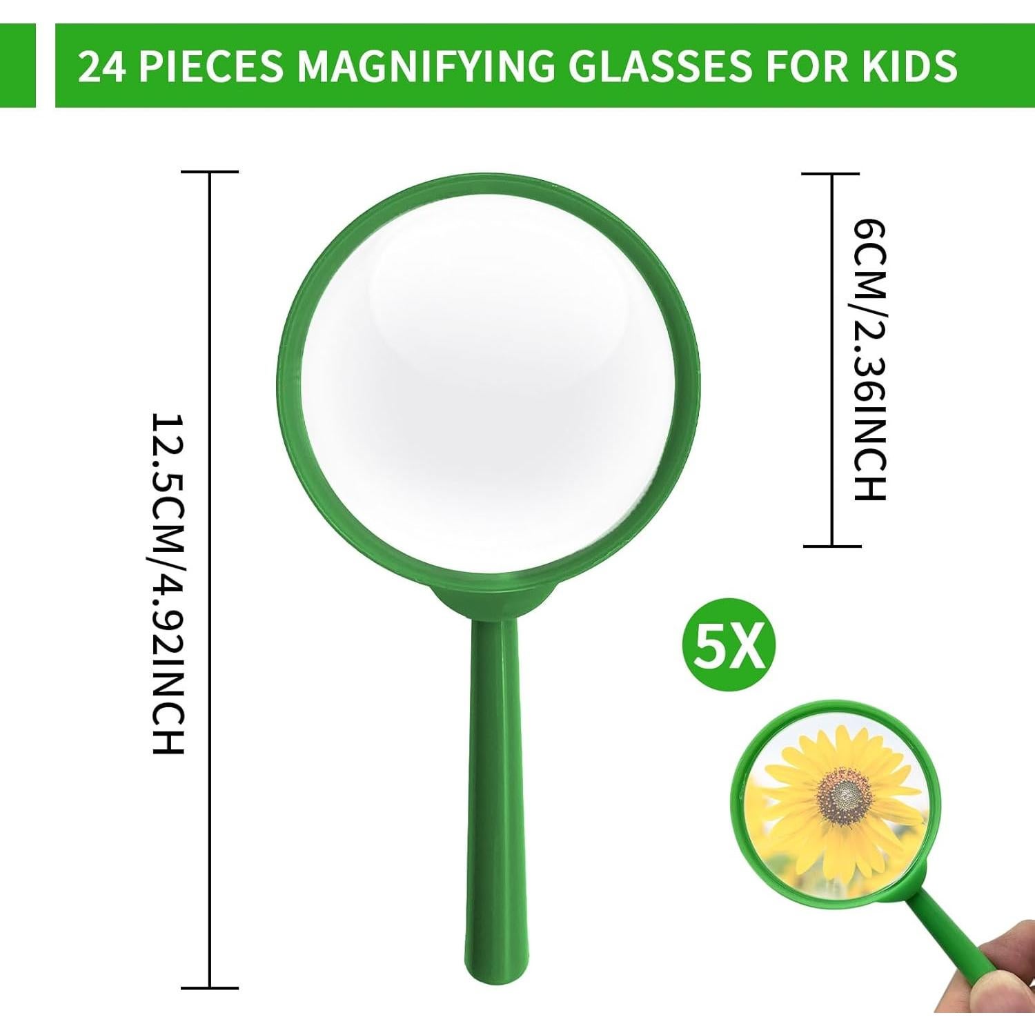 24 Lentes de Aumento Coloridos IRCHLYN 5X para Niños