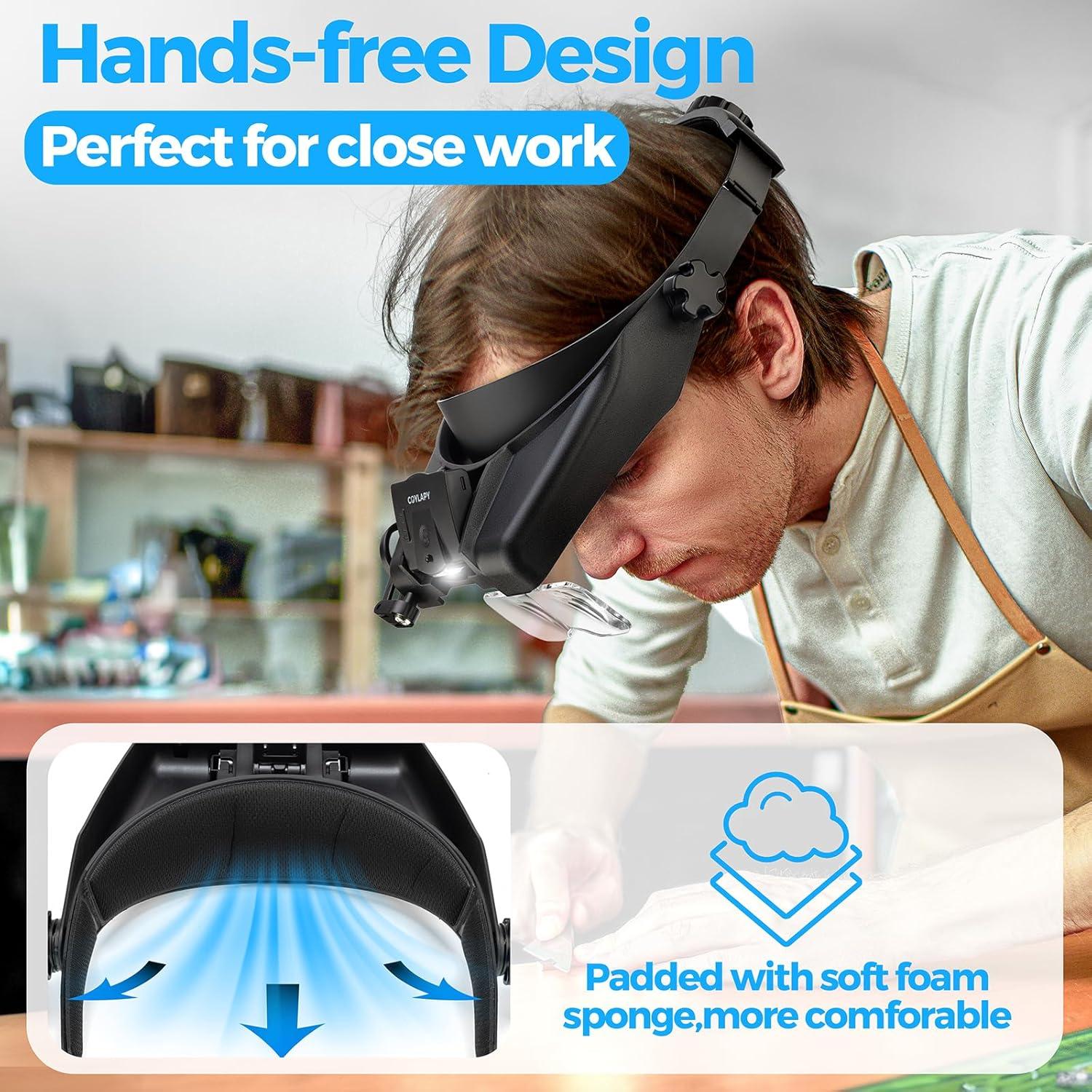 Lentes de Aumento COYLAPY con Luz LED 1x-14x para Trabajo Preciso