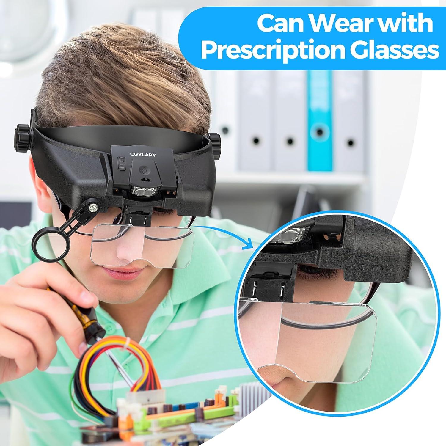 Lentes de Aumento COYLAPY con Luz LED 1x-14x para Trabajo Preciso