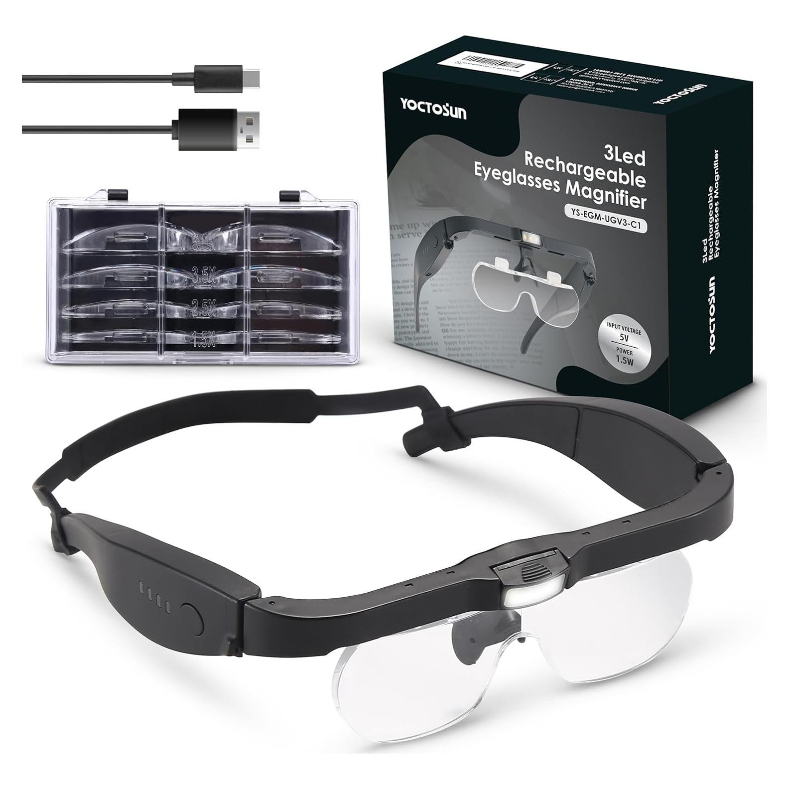 Lentes de Aumento YOCTOSUN con Luz LED 1.5X a 5X Recargables