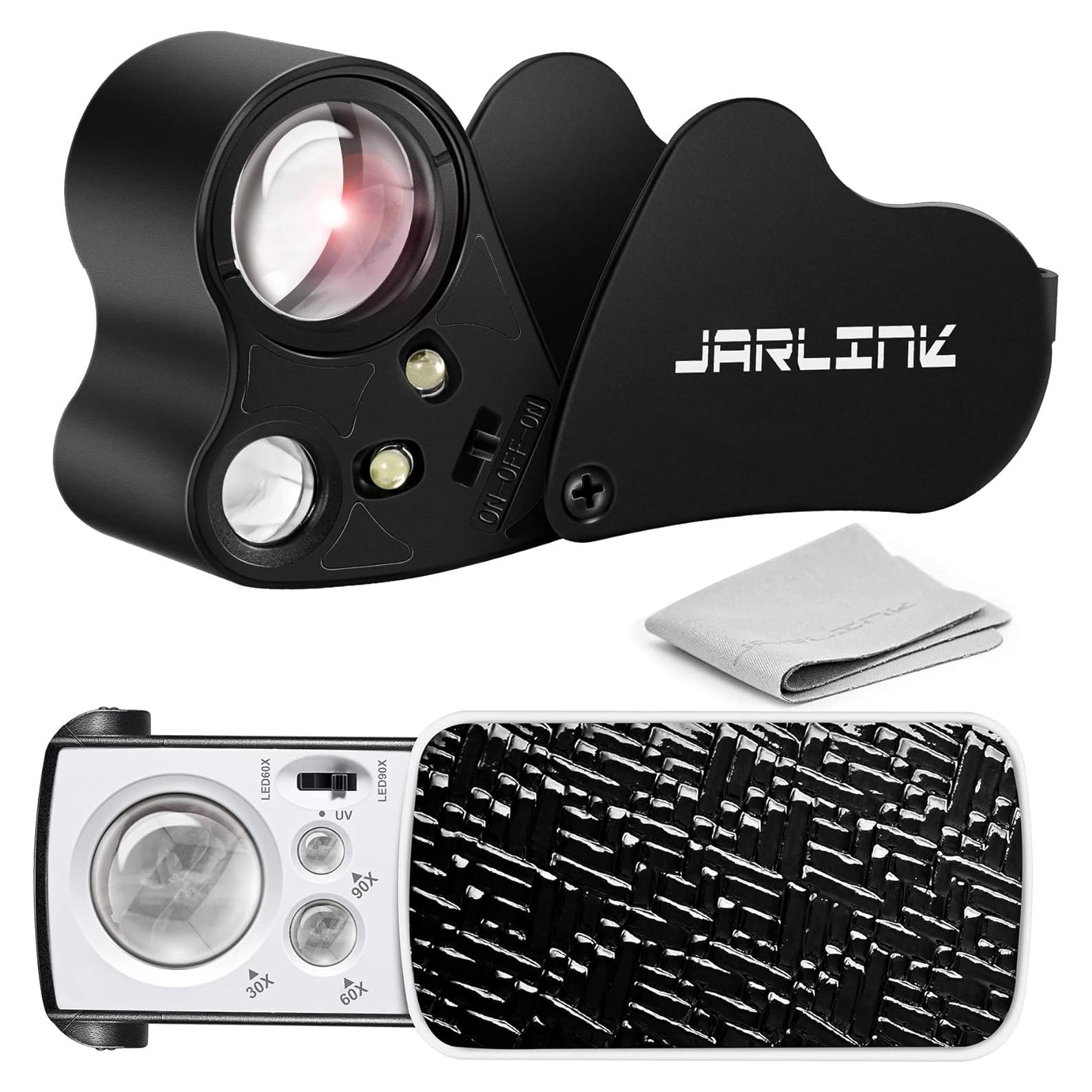 Lupa de Joyero JARLINK 2 Pack con Luz LED y UV 30X 60X 90X