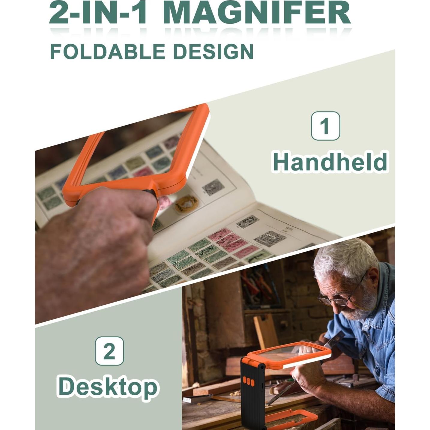 Lupa de Mano Plegable EVESVO 10X con Luz Regulable