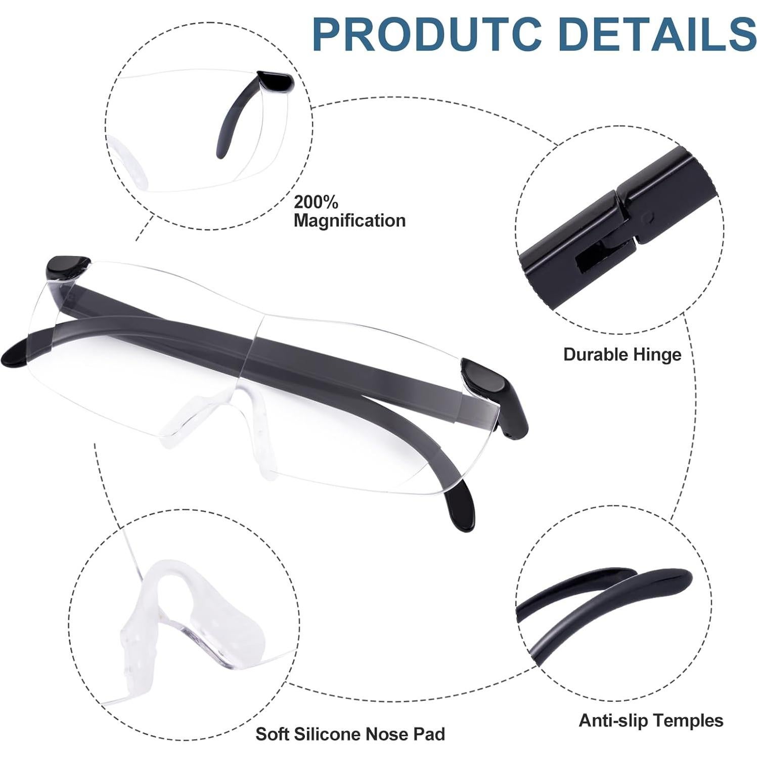 Gafas de Aumento 2.0X OuShiun para Lectura y Manualidades