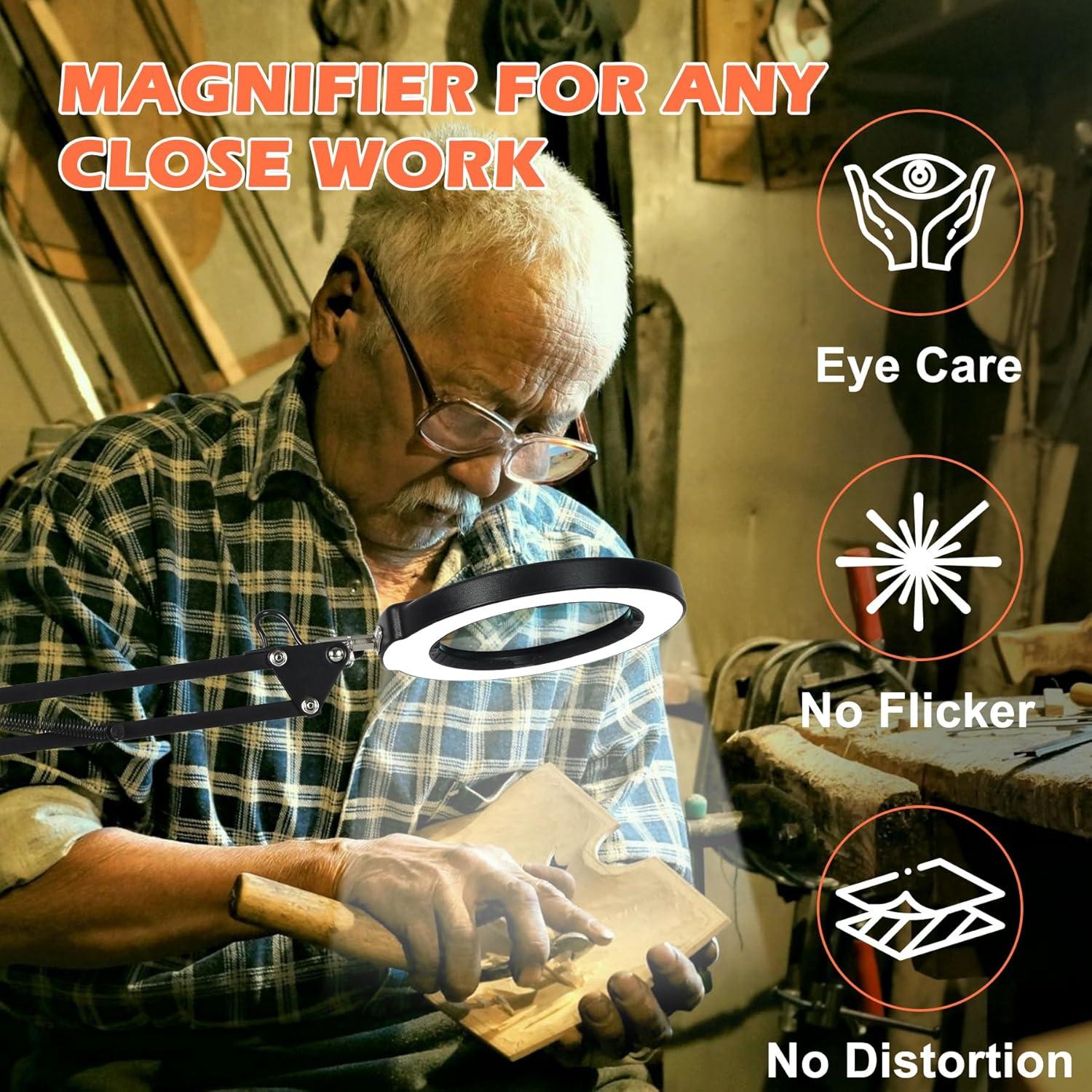 Lupa de Aumento 10X con Luz LED MagnieOpti - Soporte Ajustable
