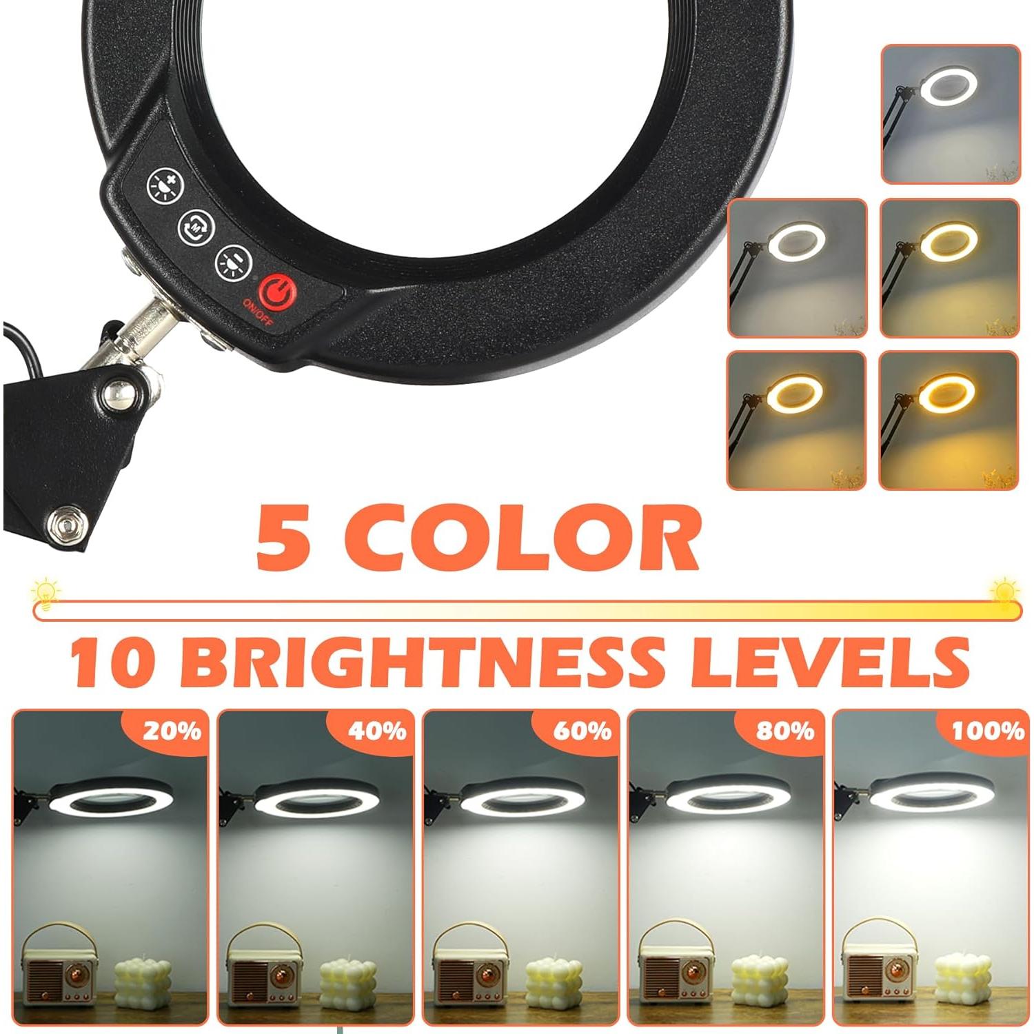 Lupa de Aumento 10X con Luz LED MagnieOpti - Soporte Ajustable