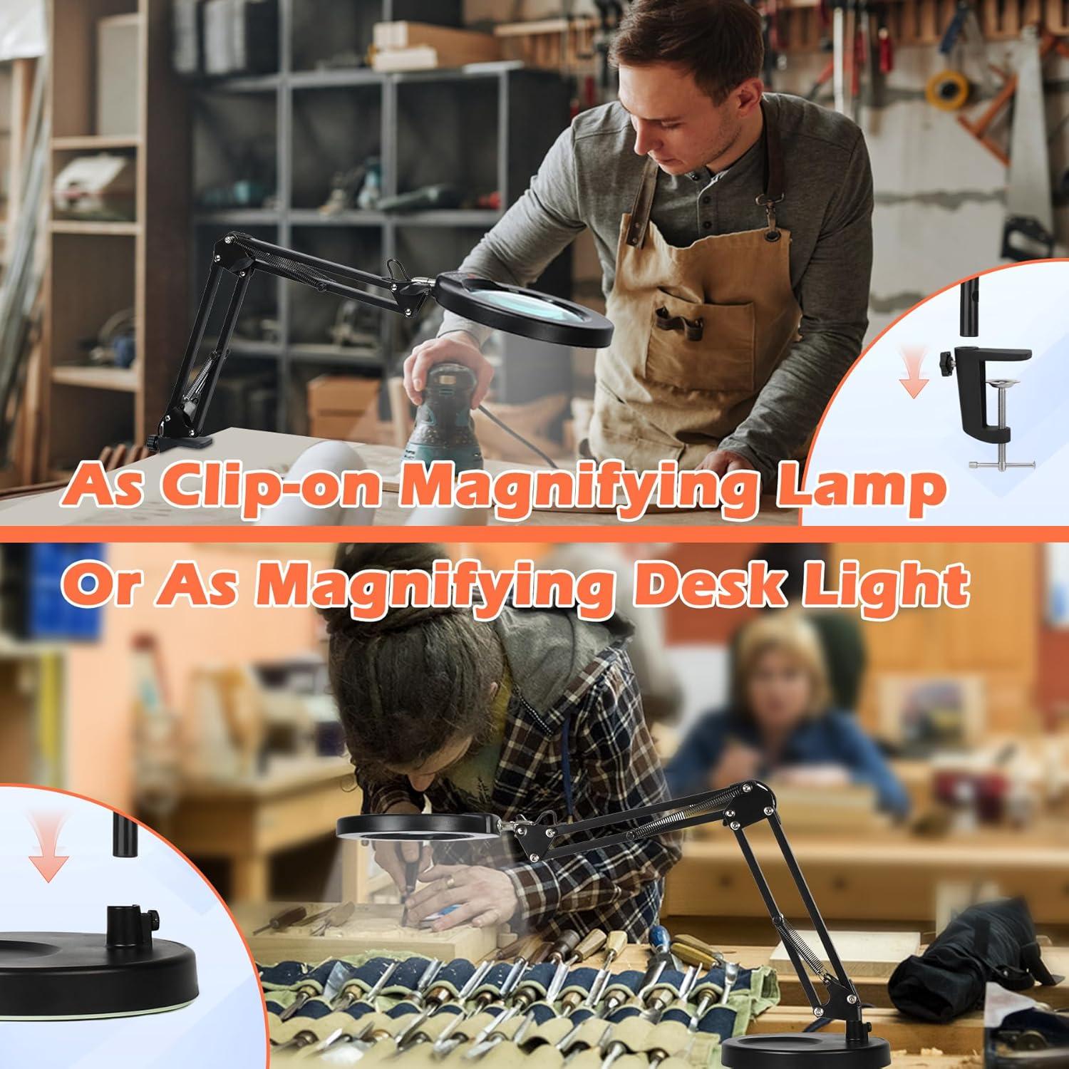 Lupa de Aumento 10X con Luz LED MagnieOpti - Soporte Ajustable