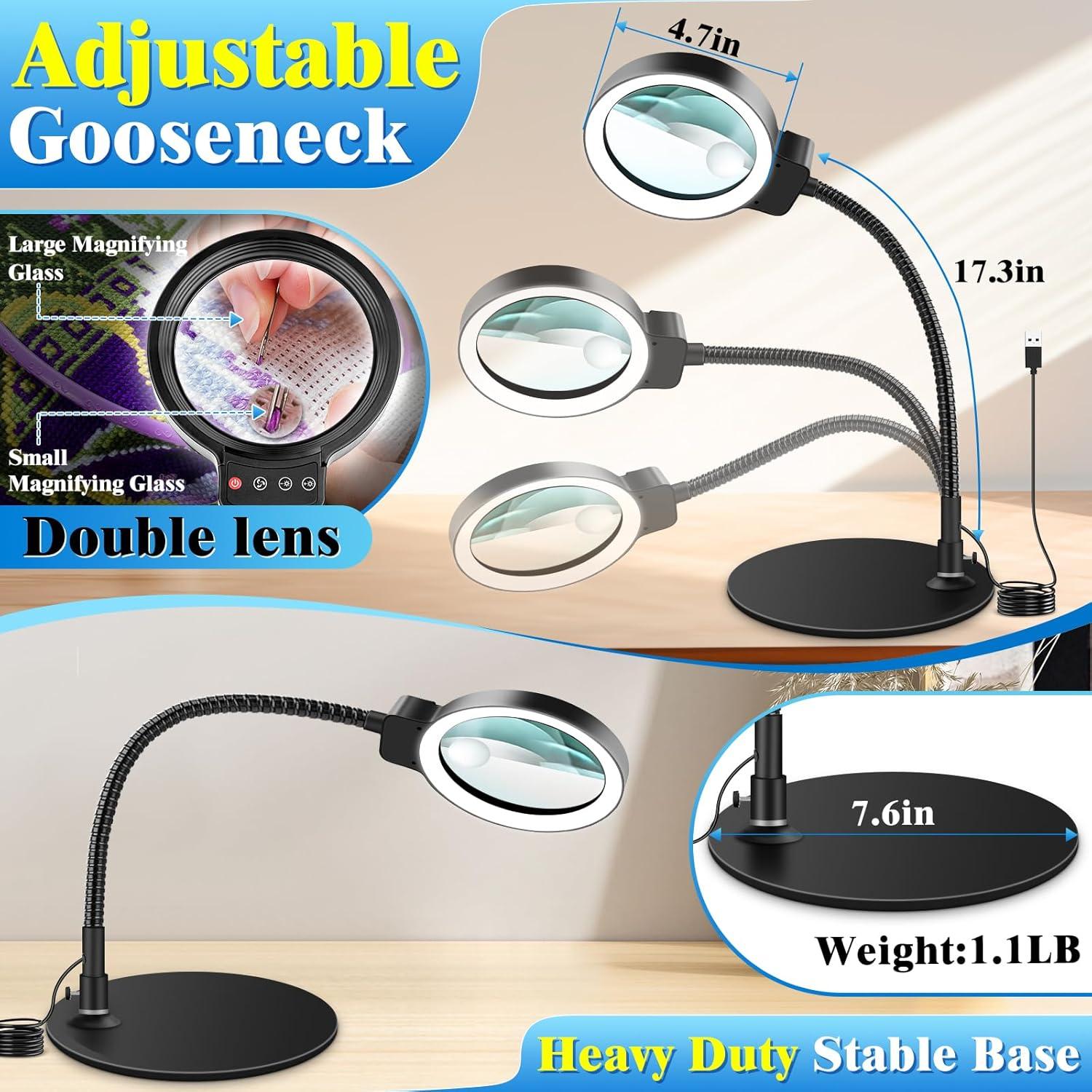 Lupa de Mesa HQGZQL 10X 30X con Luz LED y Soporte Flexible