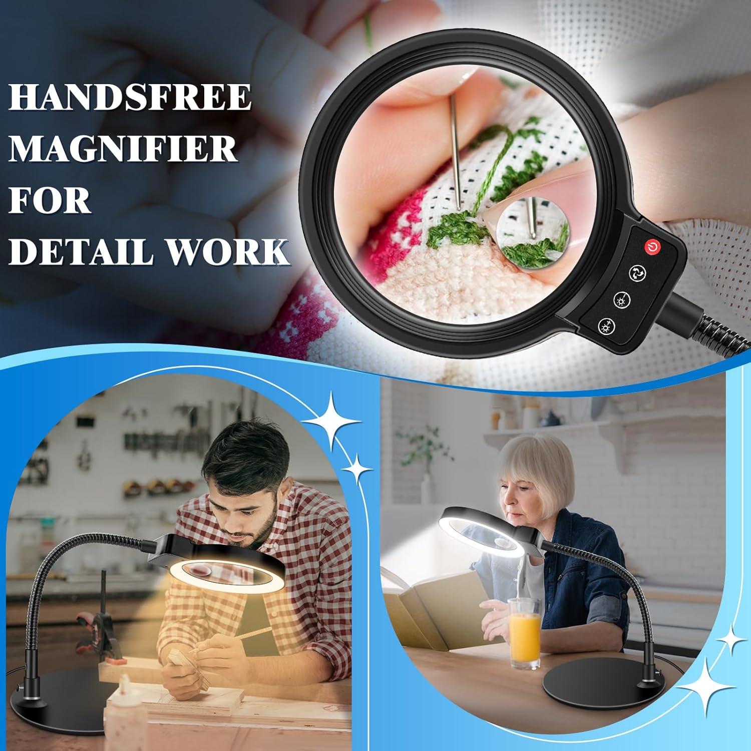 Lupa de Mesa HQGZQL 10X 30X con Luz LED y Soporte Flexible