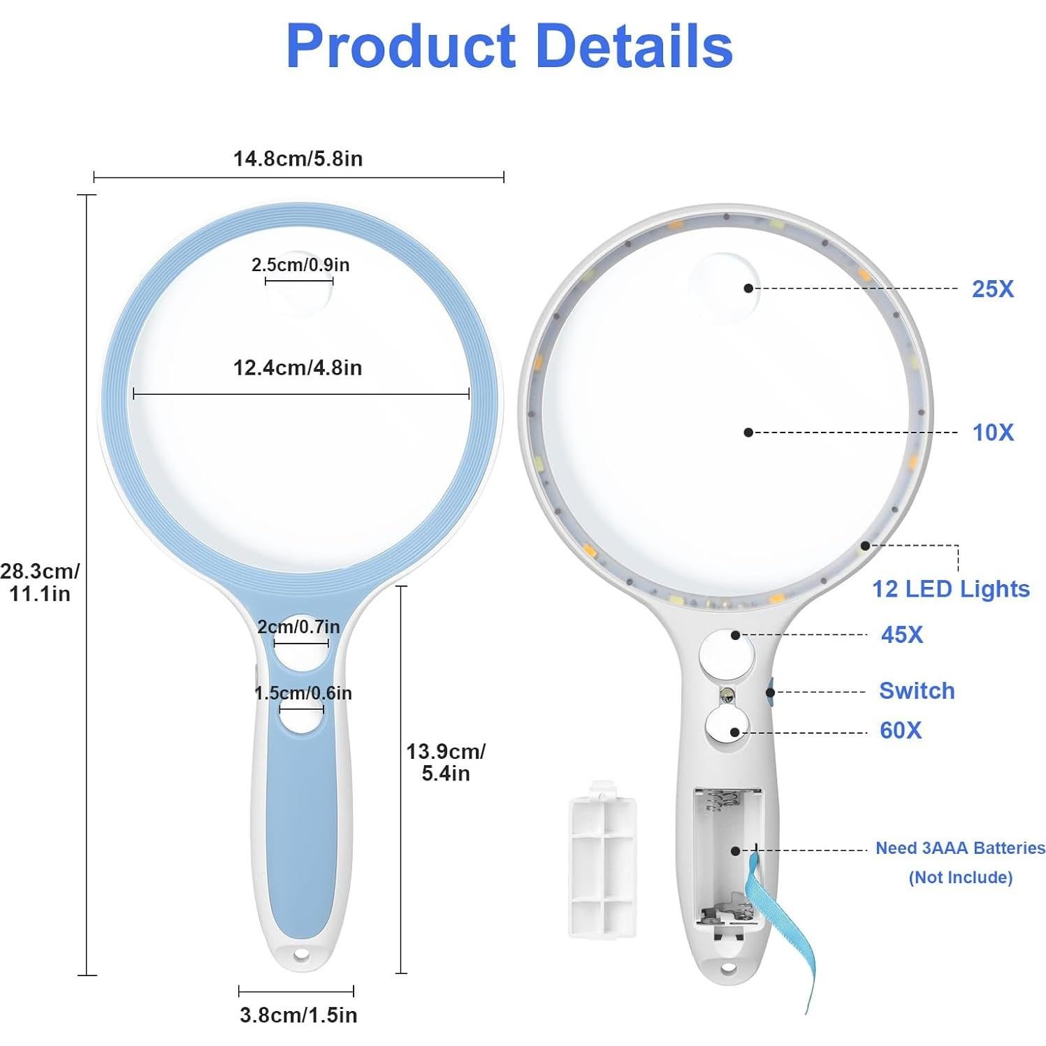 Lupa de Mano EEEKit 10X 25X 45X 60X con Luz LED