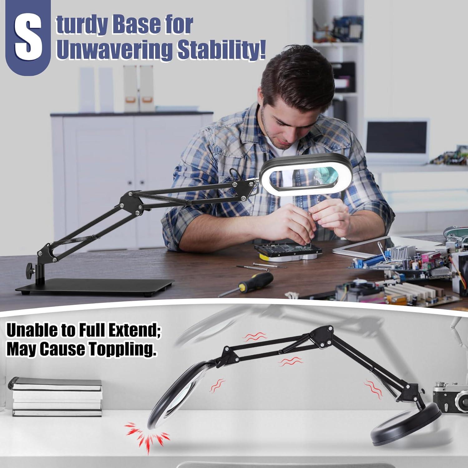 Lupa LED 10X Drdefi con Soporte y Luz Regulable