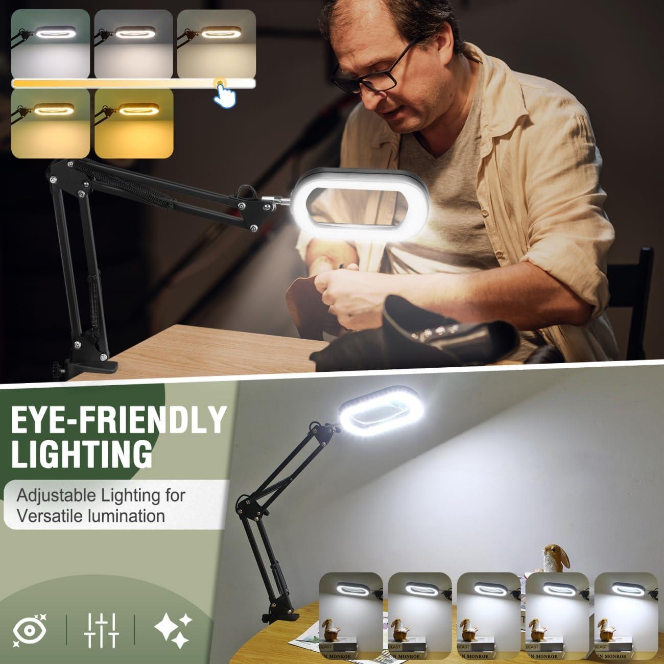 Lupa Rectangular 10X con Luz LED Veemagni - Soporte Ajustable