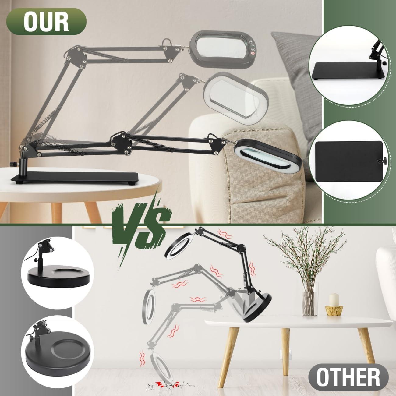 Lupa Rectangular 10X con Luz LED Veemagni - Soporte Ajustable